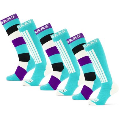 Poederbaas Skisokken 6-pack Striped Mint-35/38 Poederbaas Skisokken 6-pack Striped Mint-35/38