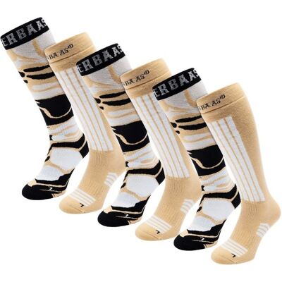 Poederbaas Skisokken Dames 6-pack Warm Sand-35/38 Poederbaas Skisokken Dames 6-pack Warm Sand-35/38
