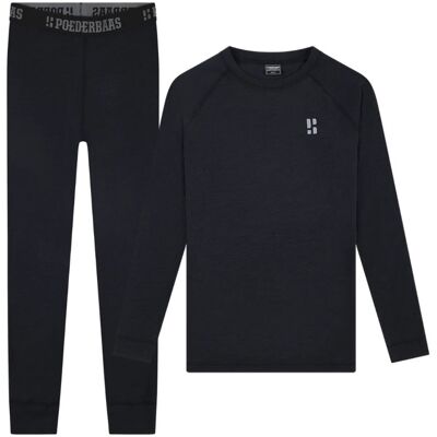 Poederbaas Thermoset Merinowol Dames - Thermoshirt + Thermolegging - Zwart-XS Poederbaas Thermoset Merinowol Dames - Thermoshirt + Thermolegging - Zwart-XS