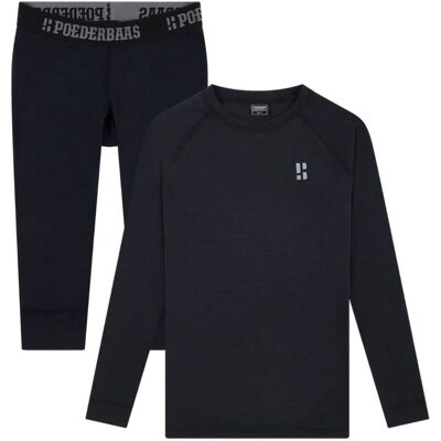 Poederbaas Thermoset Merinowol Dames - Thermoshirt + Thermolegging 3/4 - Zwart-M Poederbaas Thermoset Merinowol Dames - Thermoshirt + Thermolegging 3/4 - Zwart-M