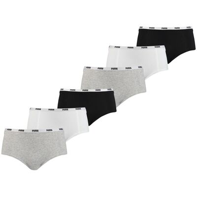 Puma Mini Short Dames Zwart/Wit/Grijs 6-Pack -XS Puma Mini Short Dames Zwart/Wit/Grijs 6-Pack -XS