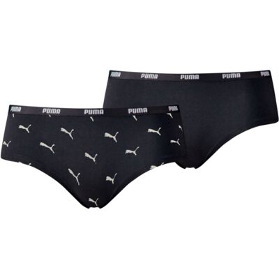 Puma Dames Hipsters Cat Logo 2-pack Zwart-XS Puma Dames Hipsters Cat Logo 2-pack Zwart-XS