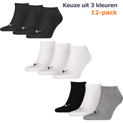 Puma Sneakersokken Plain 12-pack Zwart / Wit / Grijs-35/38 Puma Sneakersokken Plain 12-pack Zwart / Wit / Grijs-35/38