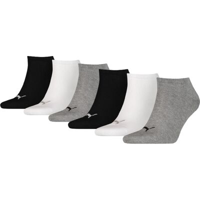 Puma Sneakersokken Plain 6-pack Zwart / Wit / Grijs-35/38 Puma Sneakersokken Plain 6-pack Zwart / Wit / Grijs-35/38