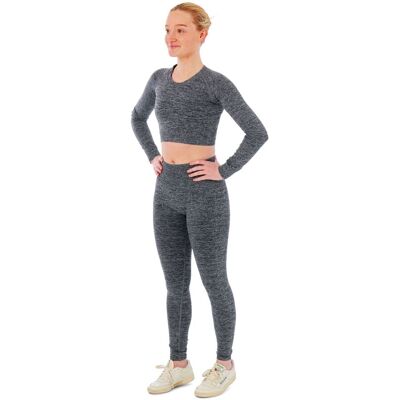Xtreme Sportswear Dames Sportset - Sportlegging + Sport Croptop - Antraciet Melange-M Xtreme Sportswear Dames Sportset - Sportlegging + Sport Croptop - Antraciet Melange-M