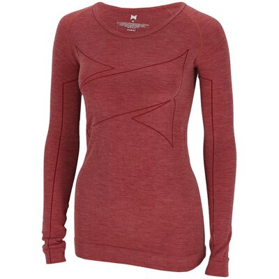 Xtreme Thermoshirt Dames Merino Wol Red Melange-L Xtreme Thermoshirt Dames Merino Wol Red Melange-L