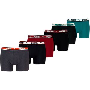 Puma Boxershorts Dual Logo 6-pack Burgundy / Seagreen / Black-S Puma Boxershorts Dual Logo 6-pack Burgundy / Seagreen / Black-S