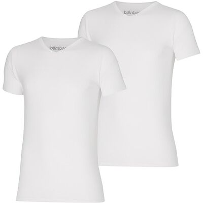 Apollo T-shirt Heren Bamboo Basic V-neck Wit 2-pack-M Apollo T-shirt Heren Bamboo Basic V-neck Wit 2-pack-M