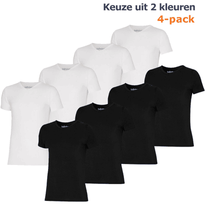 Apollo T-shirt Heren Bamboo Basic V-neck Wit 4-pack-S Apollo T-shirt Heren Bamboo Basic V-neck Wit 4-pack-S