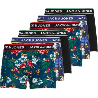 Jack & Jones Boxershorts JACFLOWER Trunks 6-pack Zwart / Navy-S Jack & Jones Boxershorts JACFLOWER Trunks 6-pack Zwart / Navy-S