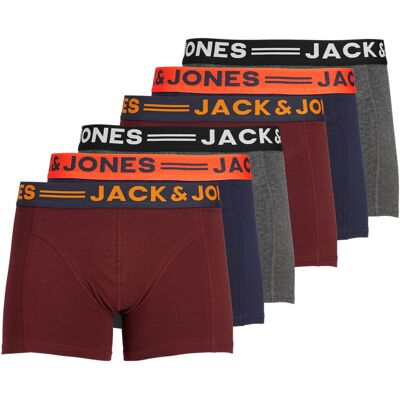 Jack & Jones Boxershorts JACLICHFIELD Trunks 6-pack Burgundy-M Jack & Jones Boxershorts JACLICHFIELD Trunks 6-pack Burgundy-M