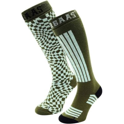 Poederbaas Skisokken 2-pack Olive Green-39/42 Poederbaas Skisokken 2-pack Olive Green-39/42