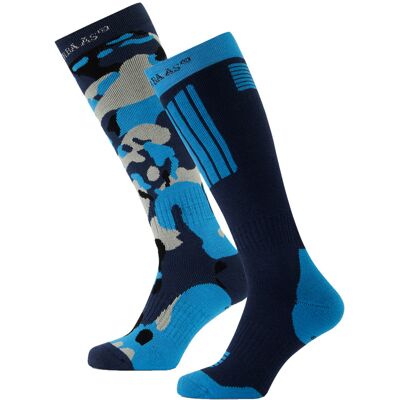 Poederbaas Skisokken 2-pack Camo Navy-39/42 Poederbaas Skisokken 2-pack Camo Navy-39/42