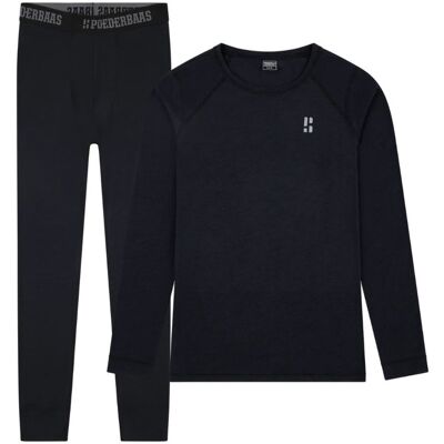 Poederbaas Thermoset Merinowol Heren - Thermoshirt + Thermolegging - Zwart-L Poederbaas Thermoset Merinowol Heren - Thermoshirt + Thermolegging - Zwart-L