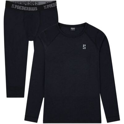 Poederbaas Thermoset Merinowol Heren - Thermoshirt + Thermolegging 3/4 - Zwart-S Poederbaas Thermoset Merinowol Heren - Thermoshirt + Thermolegging 3/4 - Zwart-S