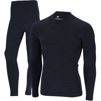 Xtreme Thermoset Heren Merino Wol - Thermoshirt + Thermolegging - Navy Melange-XXL Xtreme Thermoset Heren Merino Wol - Thermoshirt + Thermolegging - Navy Melange-XXL