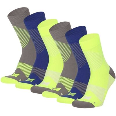 Xtreme Compressiesokken Quarter 6-pack Multi Yellow-45/47 Xtreme Compressiesokken Quarter 6-pack Multi Yellow-45/47