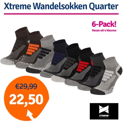 Xtreme Wandelsokken Quarter 6-pack Multi Blue-45/47 Xtreme Wandelsokken Quarter 6-pack Multi Blue-45/47