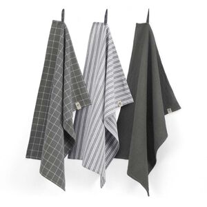 Walra Keuken- en Theedoekenset Dry with Cubes Uni, Stripes & Blocks Off Black Walra Keuken- en Theedoekenset Dry with Cubes Uni, Stripes & Blocks Off Black