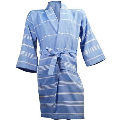 The One Towelling Hamam Badjas Blue/White-L/XL The One Towelling Hamam Badjas Blue/White-L/XL