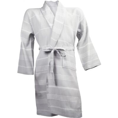 The One Towelling Hamam Badjas Lichtgrijs/Wit - S/M The One Towelling Hamam Badjas Lichtgrijs/Wit - S/M