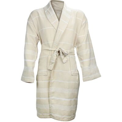 The One Towelling Hamam Badjas Beige/White-XXL/XXXL The One Towelling Hamam Badjas Beige/White-XXL/XXXL