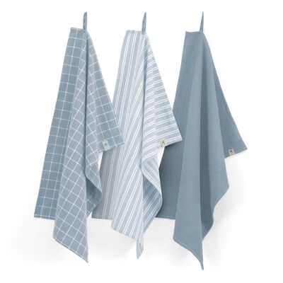 Walra Keuken- en Theedoekenset Dry with Cubes Uni, Stripes & Blocks Jeans Blauw Walra Keuken- en Theedoekenset Dry with Cubes Uni, Stripes & Blocks Jeans Blauw