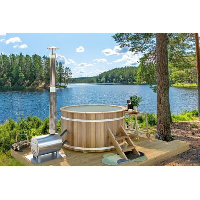 Tuindeco Hottub met externe RVS kachel Ø180 cm Thermowood Tuindeco Hottub met externe RVS kachel Ø180 cm Thermowood