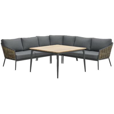 Garden Impressions lounge/dining set Bali 4-delig carbon black/natural rotan/mystic grey Garden Impressions lounge/dining set Bali 4-delig carbon black/natural rotan/mystic grey