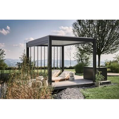 Biohort aluminium Pergola donkergrijs 500x350 cm donkergrijs lamellendak Biohort aluminium Pergola donkergrijs 500x350 cm donkergrijs lamellendak
