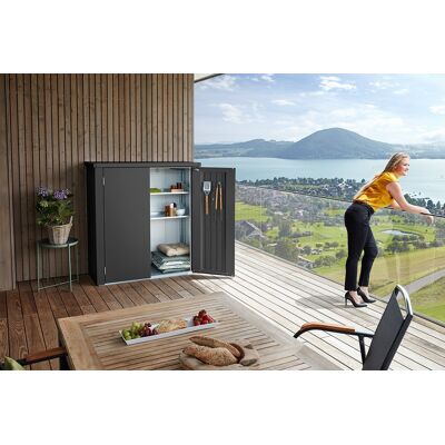 Biohort Romeo M terraskast High donkergrijs metallic 132x57x181 cm Biohort Romeo M terraskast High donkergrijs metallic 132x57x181 cm