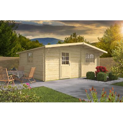 Tuindeco Cantabria blokhut 44mm 595x535 cm +luifel 60 cm Grijs geïmpregneerd Tuindeco Cantabria blokhut 44mm 595x535 cm +luifel 60 cm Grijs geïmpregneerd