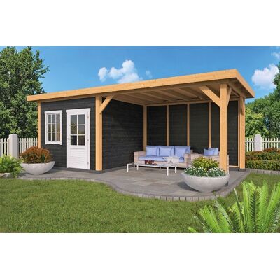 Tuindeco Holten tuinhuis 300x350 cm + overkapping 440 cm ongezaagd houtpakket Lariks/Douglas blank Tuindeco Holten tuinhuis 300x350 cm + overkapping 440 cm ongezaagd houtpakket Lariks/Douglas blank