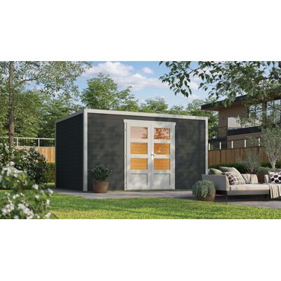 Outdoor Life Quby blokhut 400x300 cm 28 mm vuren donkergrijs-lichtgrijs exterieur gecoat Outdoor Life Quby blokhut 400x300 cm 28 mm vuren donkergrijs-lichtgrijs exterieur gecoat