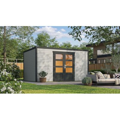 Outdoor Life Quby blokhut 400x300 cm 28 mm vuren lichtgrijs-donkergrijs exterieur gecoat Outdoor Life Quby blokhut 400x300 cm 28 mm vuren lichtgrijs-donkergrijs exterieur gecoat