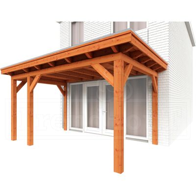 Trendhout Aanbouwveranda Lucca 460x325 cm - Plat dak model links Trendhout Aanbouwveranda Lucca 460x325 cm - Plat dak model links