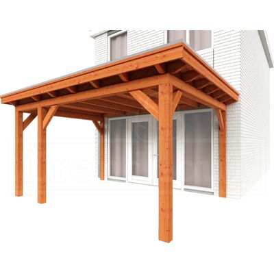 Trendhout Aanbouwveranda Lucca 460x390 cm - Plat dak model links Trendhout Aanbouwveranda Lucca 460x390 cm - Plat dak model links