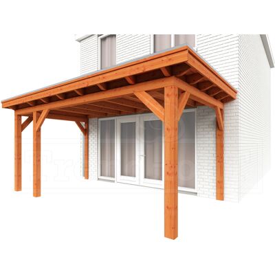 Trendhout Aanbouwveranda Lucca 525x325 cm - Plat dak model links Trendhout Aanbouwveranda Lucca 525x325 cm - Plat dak model links