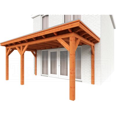 Trendhout Aanbouwveranda Lucca 540x325 cm - Plat dak model links Trendhout Aanbouwveranda Lucca 540x325 cm - Plat dak model links