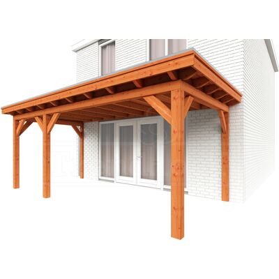 Trendhout Aanbouwveranda Lucca 605x325 cm - Plat dak model links Trendhout Aanbouwveranda Lucca 605x325 cm - Plat dak model links