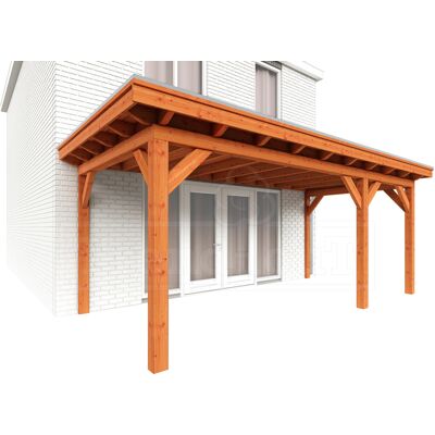Trendhout Aanbouwveranda Lucca 605x325 cm - Plat dak model rechts Trendhout Aanbouwveranda Lucca 605x325 cm - Plat dak model rechts