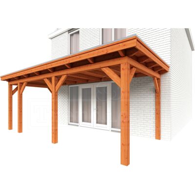 Trendhout Aanbouwveranda Lucca 645x325 cm - Plat dak model links Trendhout Aanbouwveranda Lucca 645x325 cm - Plat dak model links