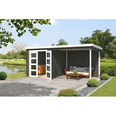 Van Kooten Tuin en Buitenleven Helena 492,2x250 cm Green Grey-Wit gecoat - log cabin Van Kooten Tuin en Buitenleven Helena 492,2x250 cm Green Grey-Wit gecoat - log cabin