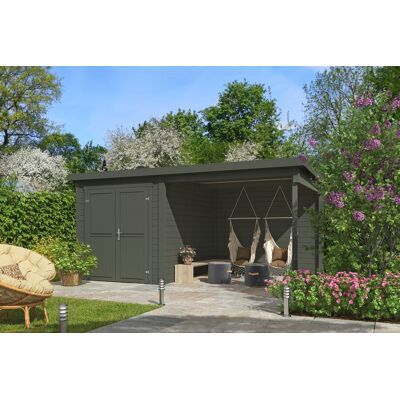 Outdoor Life Finn Tuinhuis 450x250 cm 28 mm vuren Green Grey gecoat Outdoor Life Finn Tuinhuis 450x250 cm 28 mm vuren Green Grey gecoat