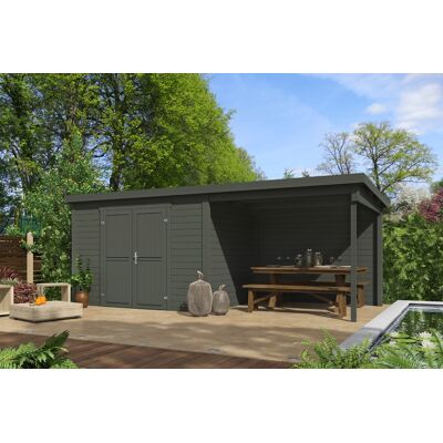 Outdoor Life Kjeld Tuinhuis 550x250 cm 28 mm vuren Green Grey gecoat Outdoor Life Kjeld Tuinhuis 550x250 cm 28 mm vuren Green Grey gecoat