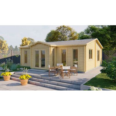 Tuindeco Mullingar Blokhut 850x690 cm + luifel 100 cm 70 mm vuren groen geïmpregneerd Tuindeco Mullingar Blokhut 850x690 cm + luifel 100 cm 70 mm vuren groen geïmpregneerd