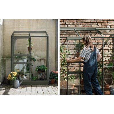 Royal Well Emma I aluminium muurkas 132x69x194 cm groengrijs met veiligheidsglas Royal Well Emma I aluminium muurkas 132x69x194 cm groengrijs met veiligheidsglas
