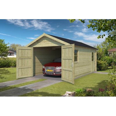 Outdoor Life Dillon Blokhut 320x560 cm 34 mm vuren Groen geïmpregneerd Outdoor Life Dillon Blokhut 320x560 cm 34 mm vuren Groen geïmpregneerd