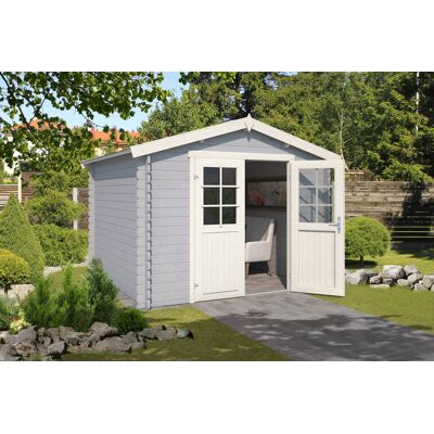 Van Kooten Tuin en Buitenleven - Norah 295x250 cm - Platina Grijs-Wit - Log cabin Van Kooten Tuin en Buitenleven - Norah 295x250 cm - Platina Grijs-Wit - Log cabin