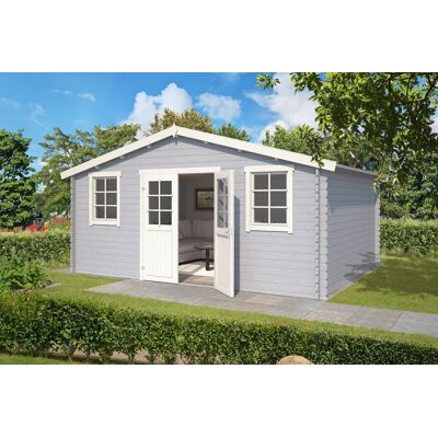Outdoor Life Udo Blokhut 500x320 cm 28 mm vuren Platinum Grey-Wit gecoat Outdoor Life Udo Blokhut 500x320 cm 28 mm vuren Platinum Grey-Wit gecoat